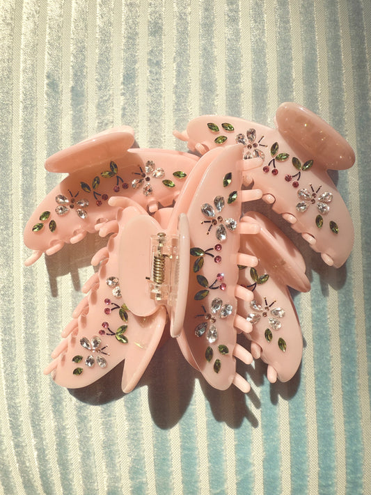 Pink jeweled hair claw