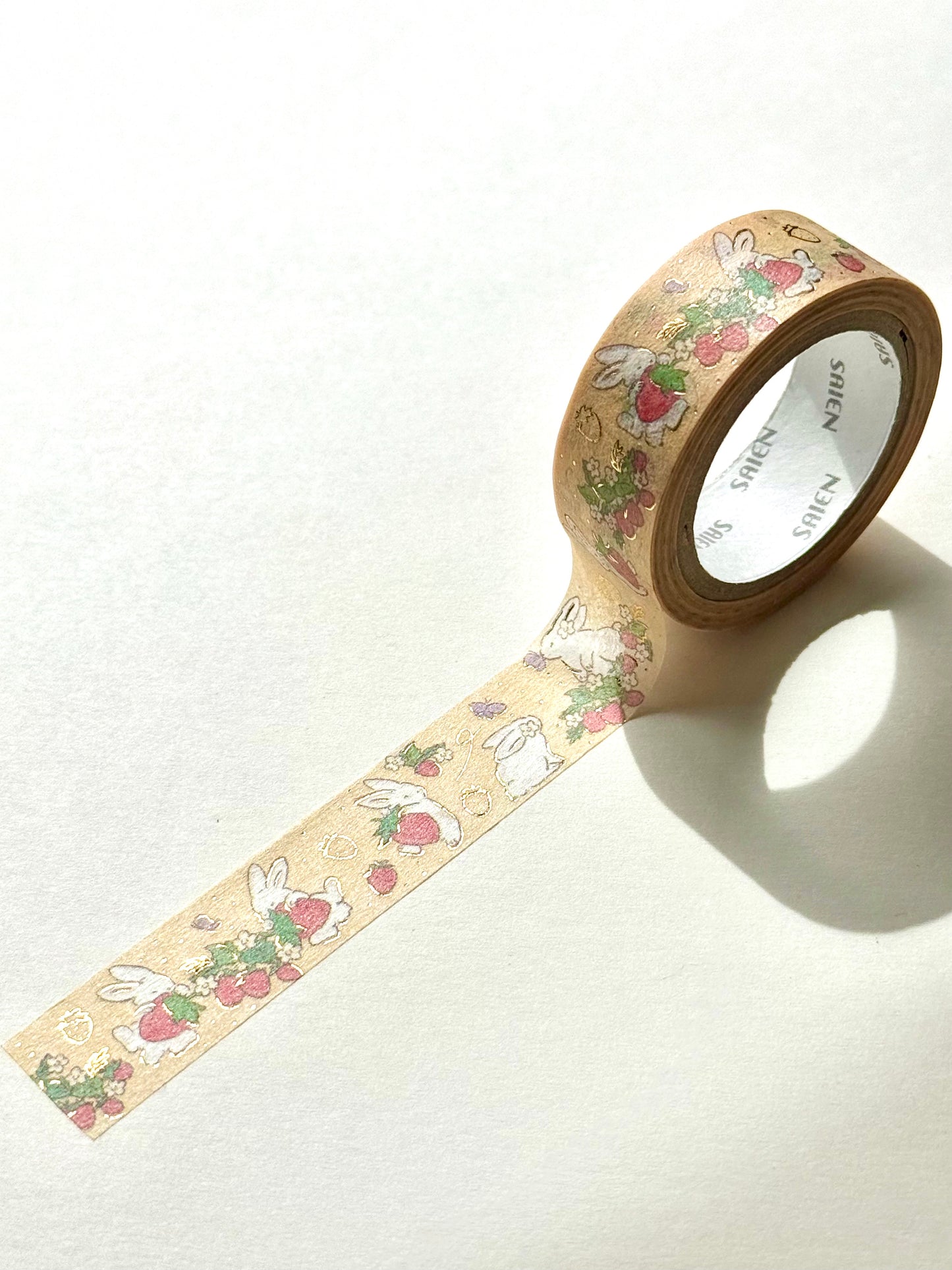 Strawberry Meadow Bunnies Foil Masking Tape / SAIEN