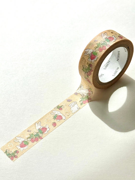 Strawberry Meadow Bunnies Foil Masking Tape / SAIEN